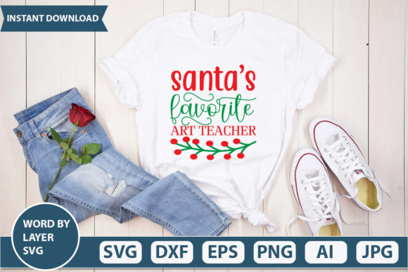Santa’s Favorite Art Teacher – A Versatile Graphic Design Asset for Crafts and Graphics
